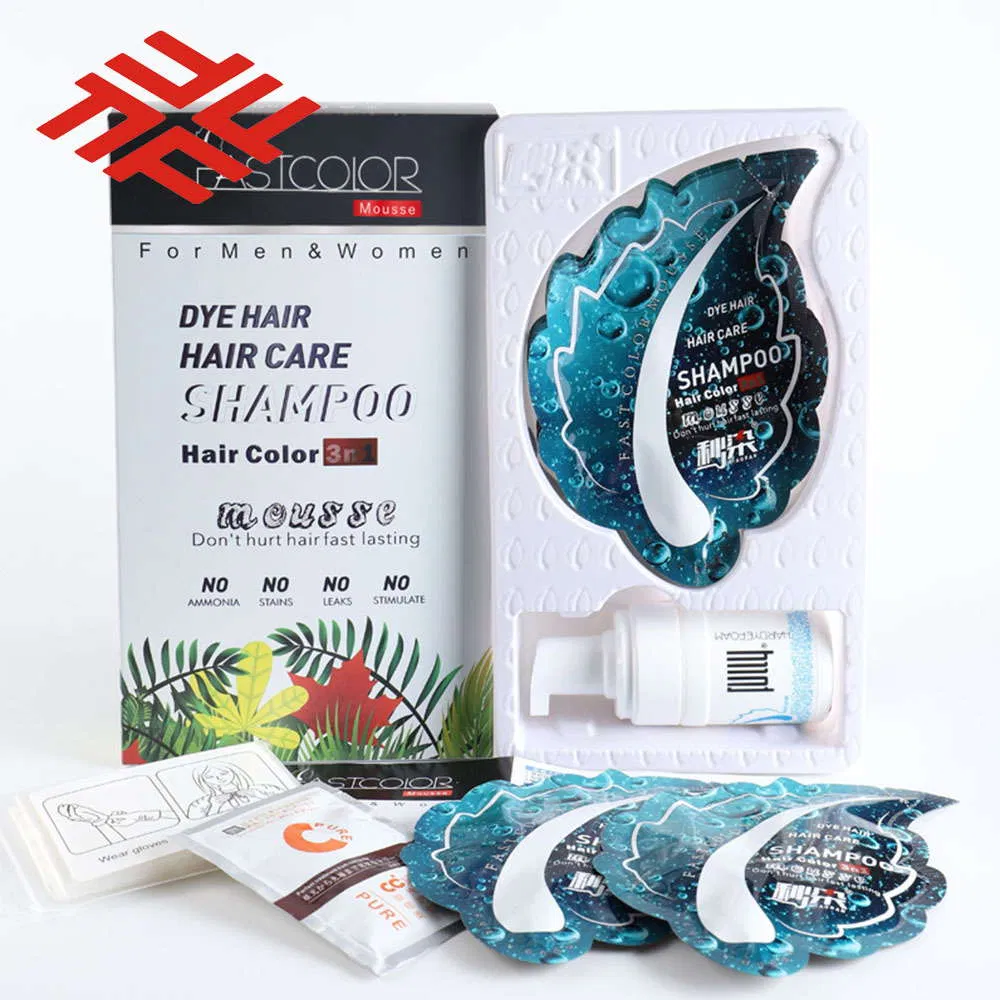Fully Fastcolor Mousse New Arrival Magic Black Hair Shampoo with Permanent Dye Free Sample Factory OEM