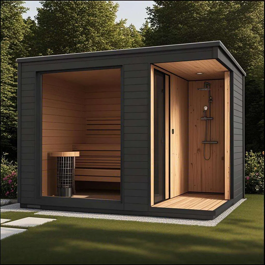 Большая уличная сауна из красного кедра на 4-8 человек