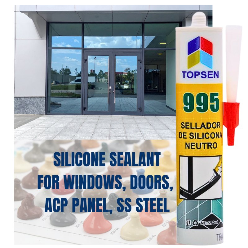Topsen 995 Construction Silicone Sealant for Windows, Doors and Metal Panels
