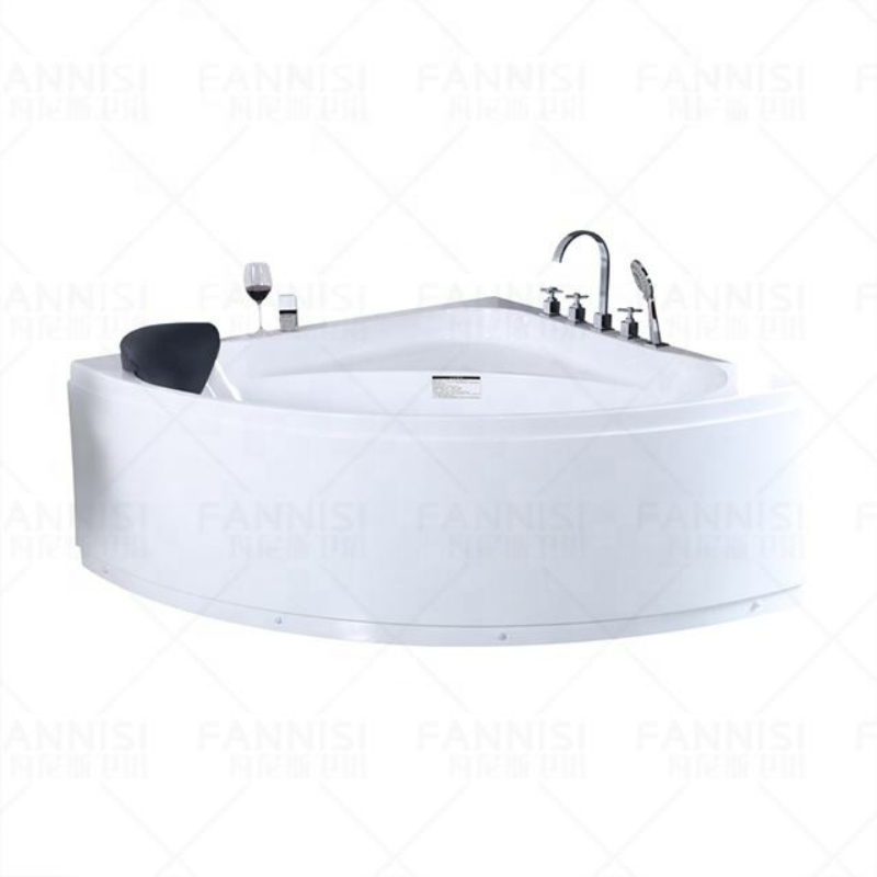 Modern White Free Standing Acrylic Bathtub with Panel Pillow and Massage Bathtub