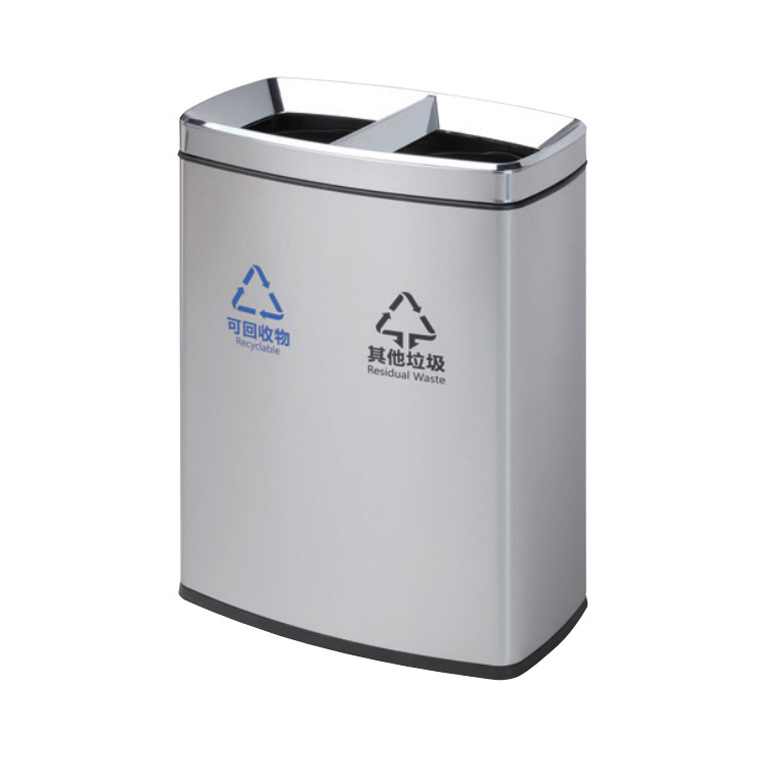 New Design Trash Receptacle Elegant Stainless Steel Refuse Commercial Rubbish Bin for Shopping Mall