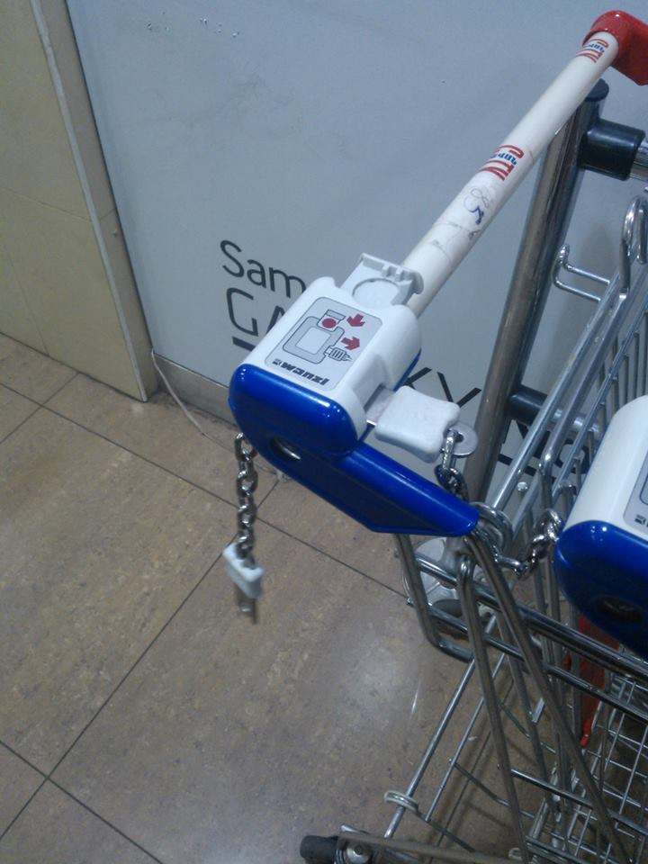 L106 Israel Market Trolley Coin Lock System, Supermarket Shopping Cart Coin Lock