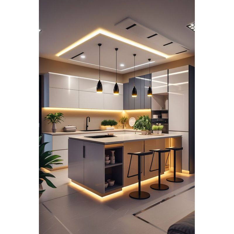 Modern Profile Personalized Plywood Lacquered Finish Durable Eco-Friendly Kitchen Cabibet