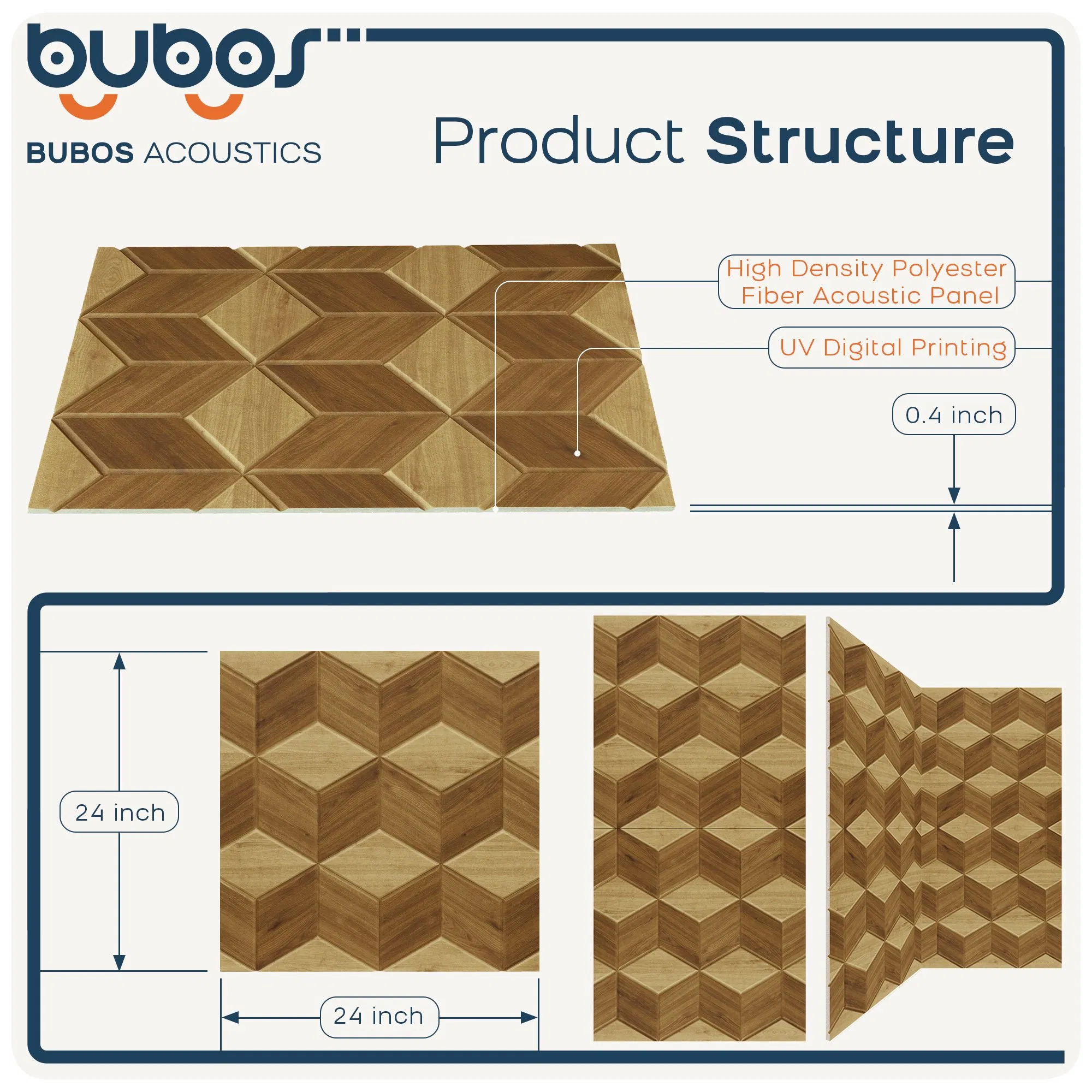 Bubos Wood Finish Acoustic Panel for Stylish and Functional Ceilings