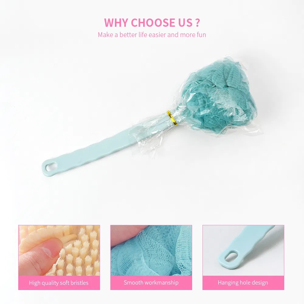 Double Sided Plastic Long Handle Shower Wet Dry Body Rubbing Washing Brush