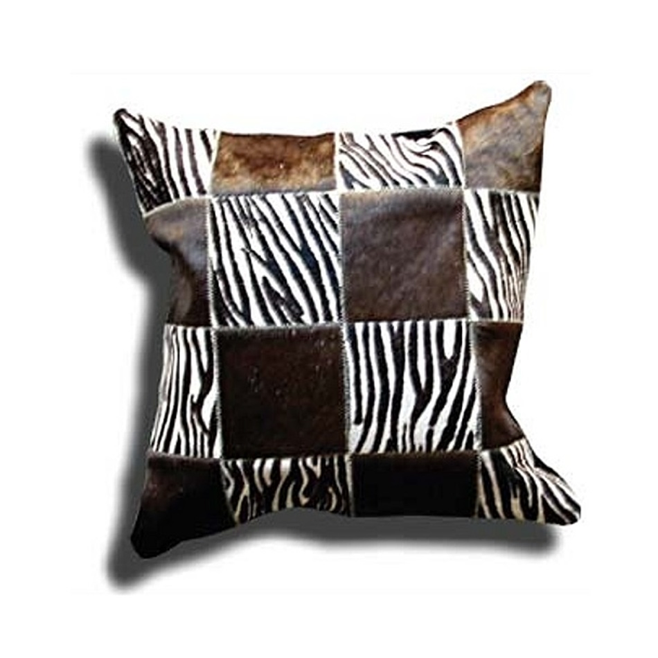 Natural Cowhide Patch Leather Throw Pillows