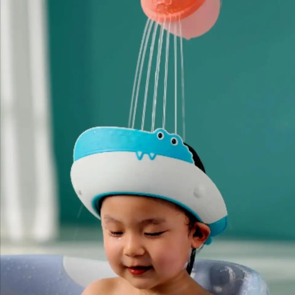 Adjustable Soft Baby Bathing Shampoo Shower Protection Hat Kids Ear Shower Cap