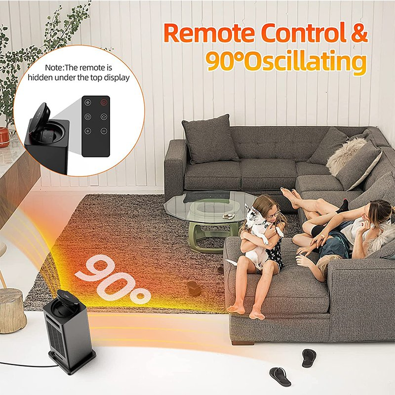 Portable Easy Use 1500W Electric Heater Fan Black 90 Degrees Rotating Degree Use in Multiple Scenarios