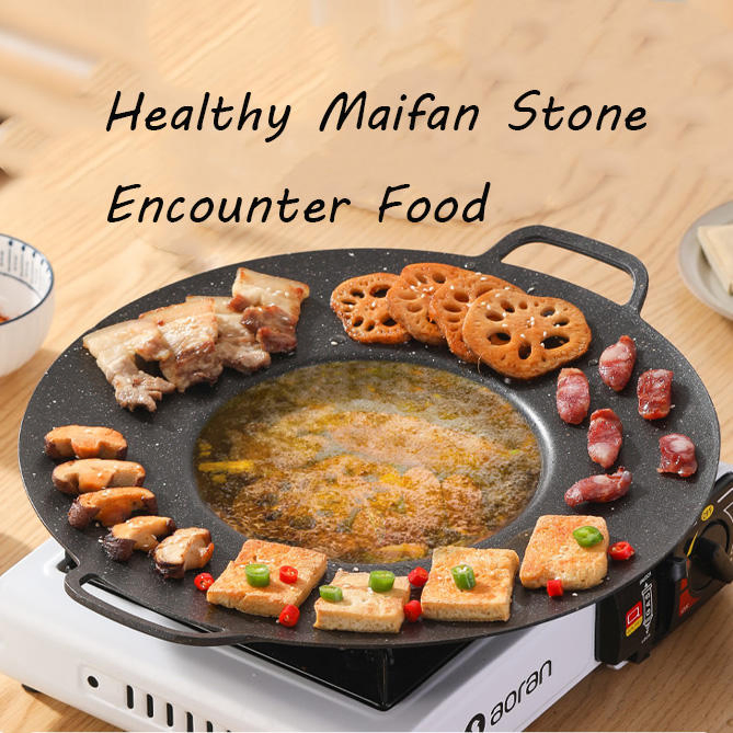 Wholesale Indoor Cooking Pan Enamel Frying Pan Double Ears Grill Pan
