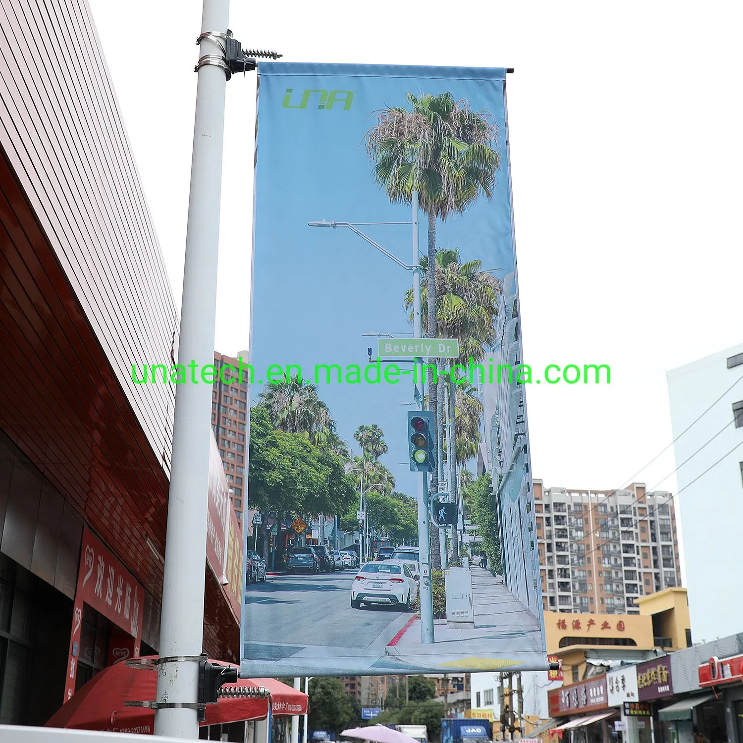 Metal Avenue Pole Campaign Ad Printing Flag Banner Fixer