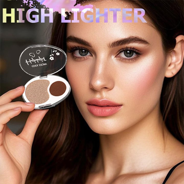 Pigment Private Label Vegan Glow 2 in 1 Contour Blusher Makeup Powder Cream 4 Colors Highlighter Palette