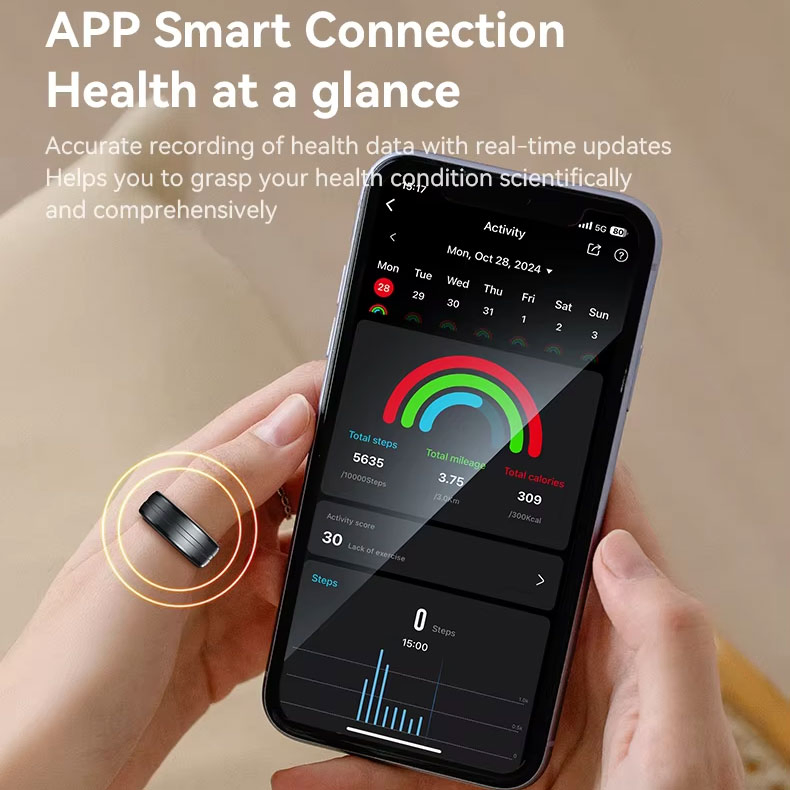 Magnetic Charging Menstrual Management Activity Tracker Scroll Ring Ultra Waterproof Health Monitoring Exercise Smart Ring