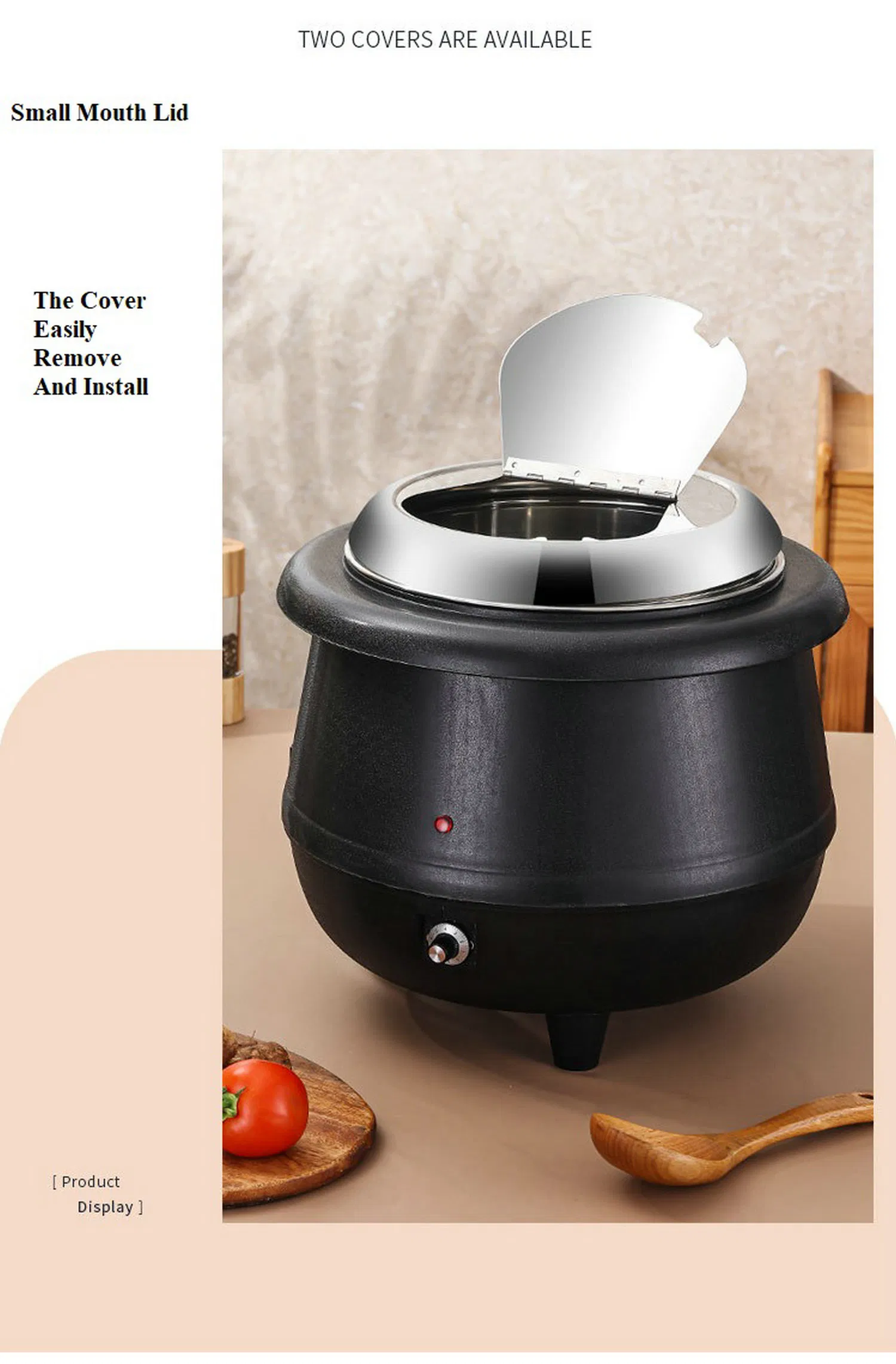 Black Color Metal Material Outside Wall, Stainless Steel Inside Wall 13L Thermal Insulation Soup Kettle Drum Shape