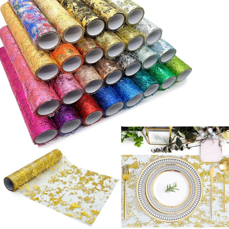 Wholesale Cheap Customized Home and Party Decoration Polyester Fabric Rolls for Table Runner Tablecloth Placemat and Chair Sash