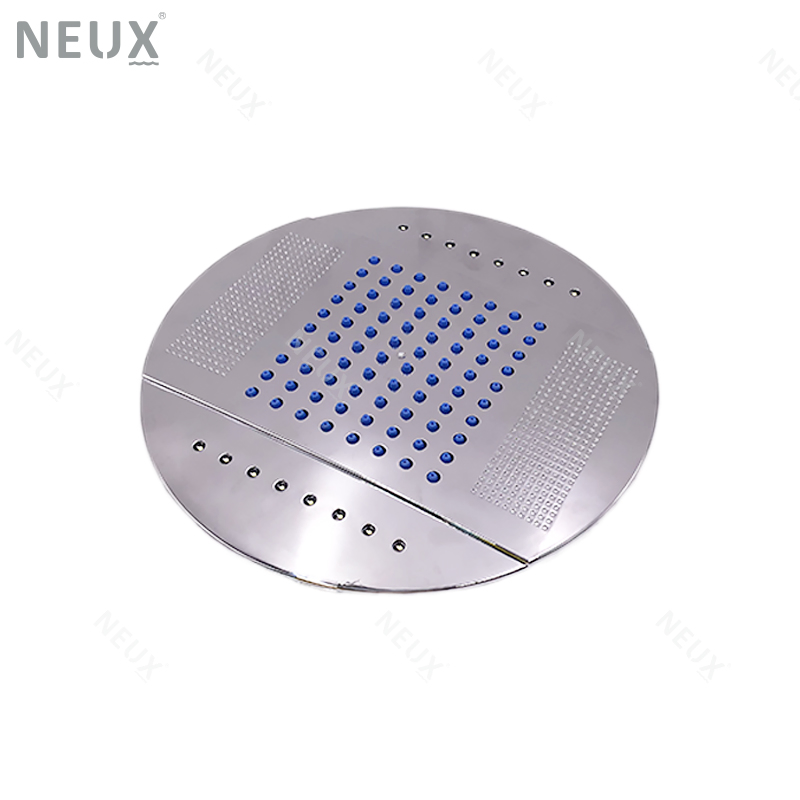 High Quality Bathroom ABS Waterfall Overhead Rainfall Shower Head with Light