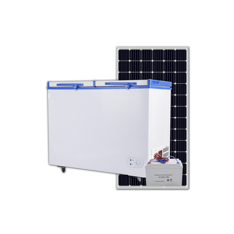 358L 24V Battery Compressor Powered Double Doors Blue Color Solar Freezer