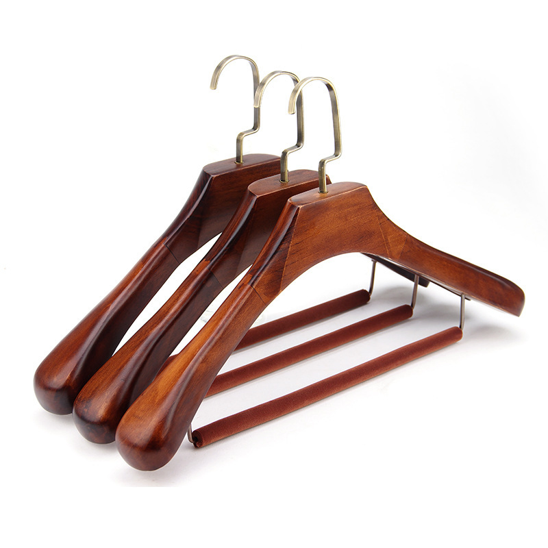 High-End Wooden Clothes Hangers of Quality Wood with Wide Shoulders for Coats/Suits Display; Good for Luxury Garment, Top Grade Luxurious Clothing Stores