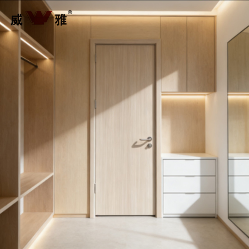 Modern Solid Wood Composite Interior Fire Resistant Corridor Safety Wooden Door with Custom Finish