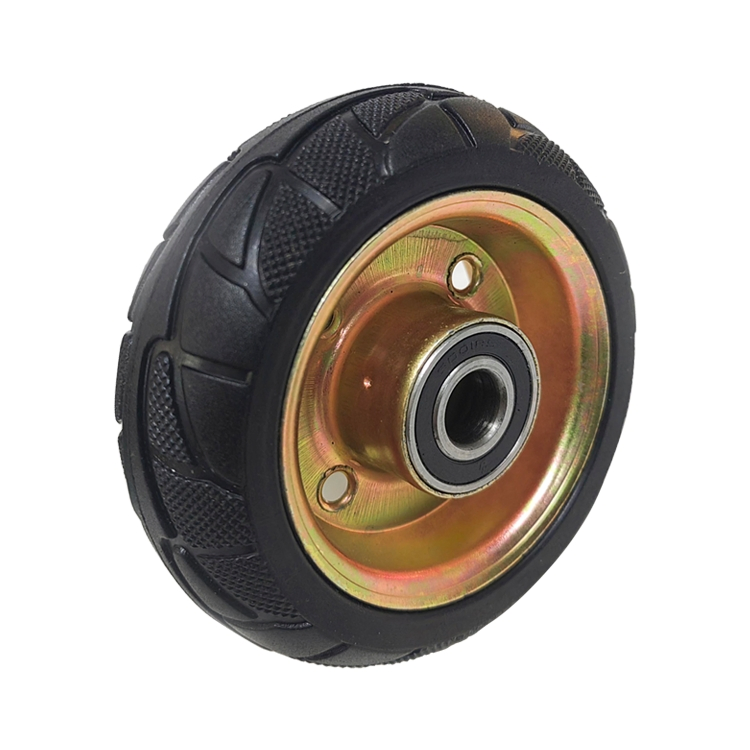 4-Inch Medium-Duty Rubber Casters with Iron Rims and a Non-Slip Textured Surface, Making Them Slip-Resistant and Durable. Suitable for Tool Carts and Handcarts.