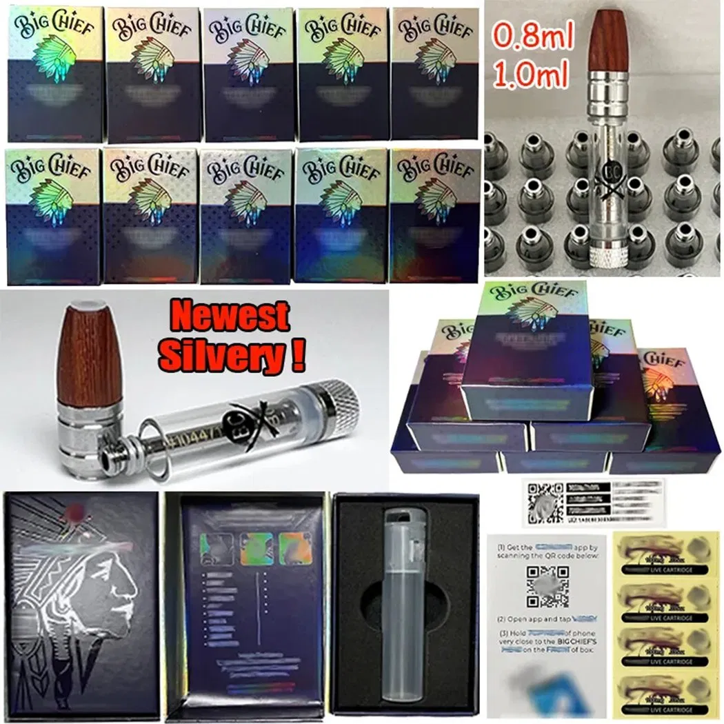 Factory Hot Sale No Leak Lead Free 0.8ml 1ml Silver Gold 510 Thread Battery Big Chief Cartridge with Packaging Box
