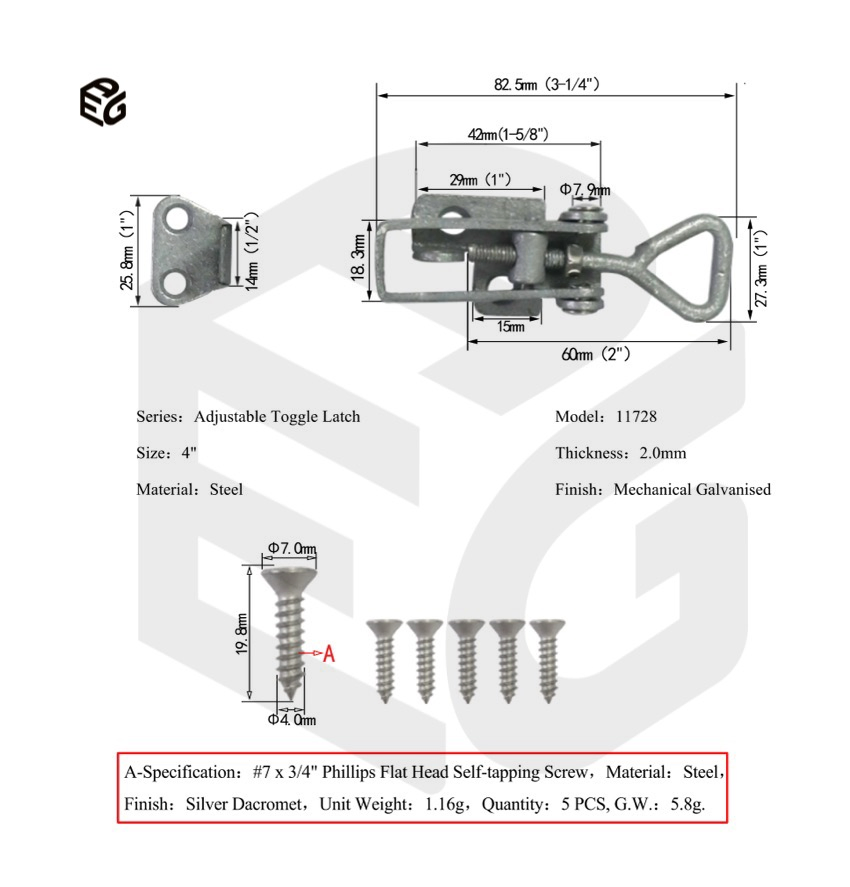 Heavy Duty Adjustable Latch for Truck Tailgate or Machinery Access Door