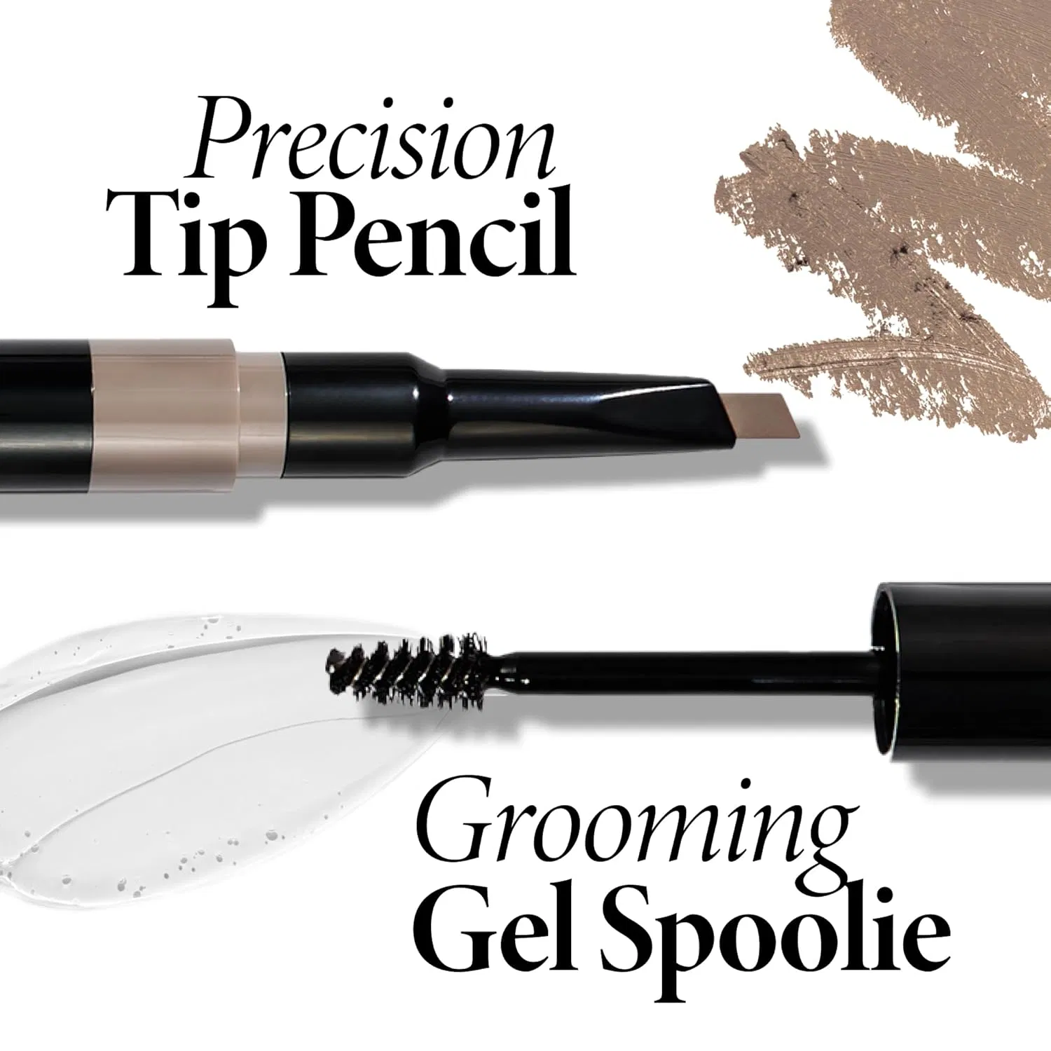 Waterproof Eyebrow Pencil & Brow Gel Duo Long Lasting, Smudge Proof, Natural Finish, Dual-Ended Eyebrow Makeup Tool