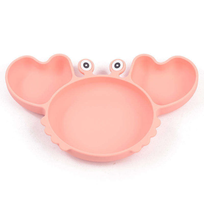 265*157*30 mm Divided Silicone Baby Feeding Nursing Kids Suction Crab Container