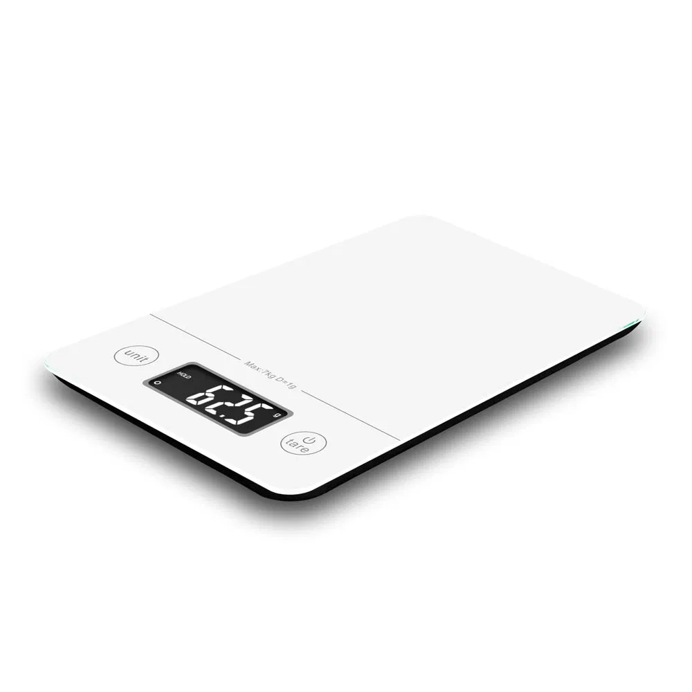 Кухонные весы 7кг с белым стеклом, LCD дисплей