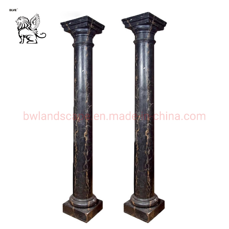 Natural Stone Nero Margiua Black Marquina Marble Roman Pillar Column