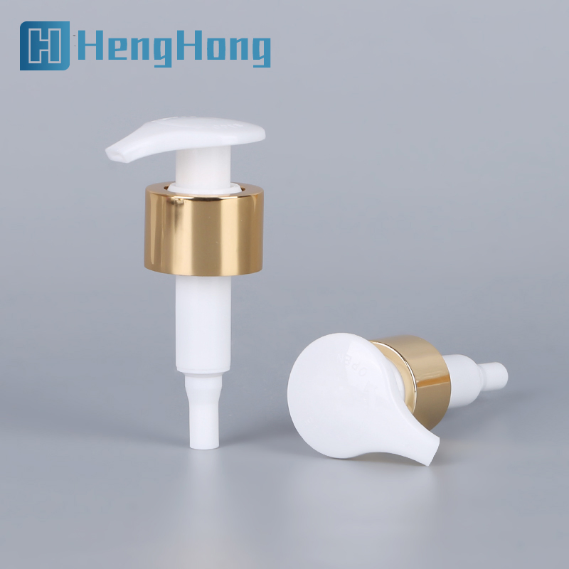 Wholesale Left Right Lock Gold Metal Aluminum Collar Dispensing Lotion Cream Pump