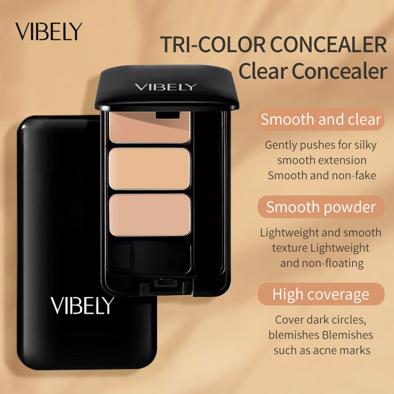 Makeup Face Full Coverage 3-in-1 Color Concealer Contour Palette with Brush