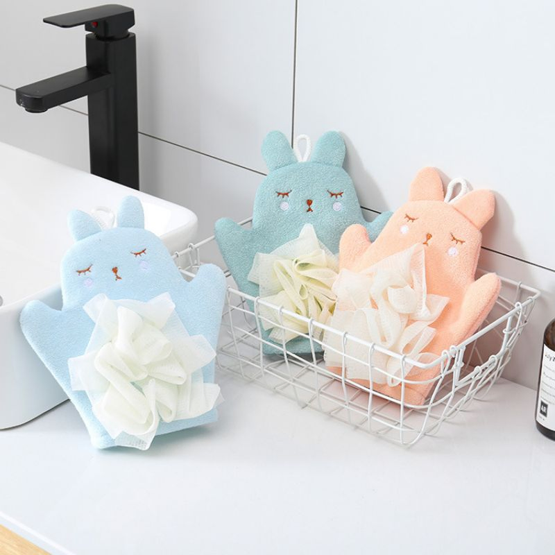 Bath Mitt Washcloths Gloves, Cute Rabbit Exfoliating Glove Body Scrubber
