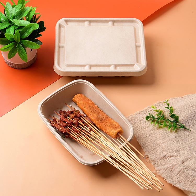 700/500ml Sugarcane Bagasse to Go Disposable Oven Safe Containers with Lids for Food