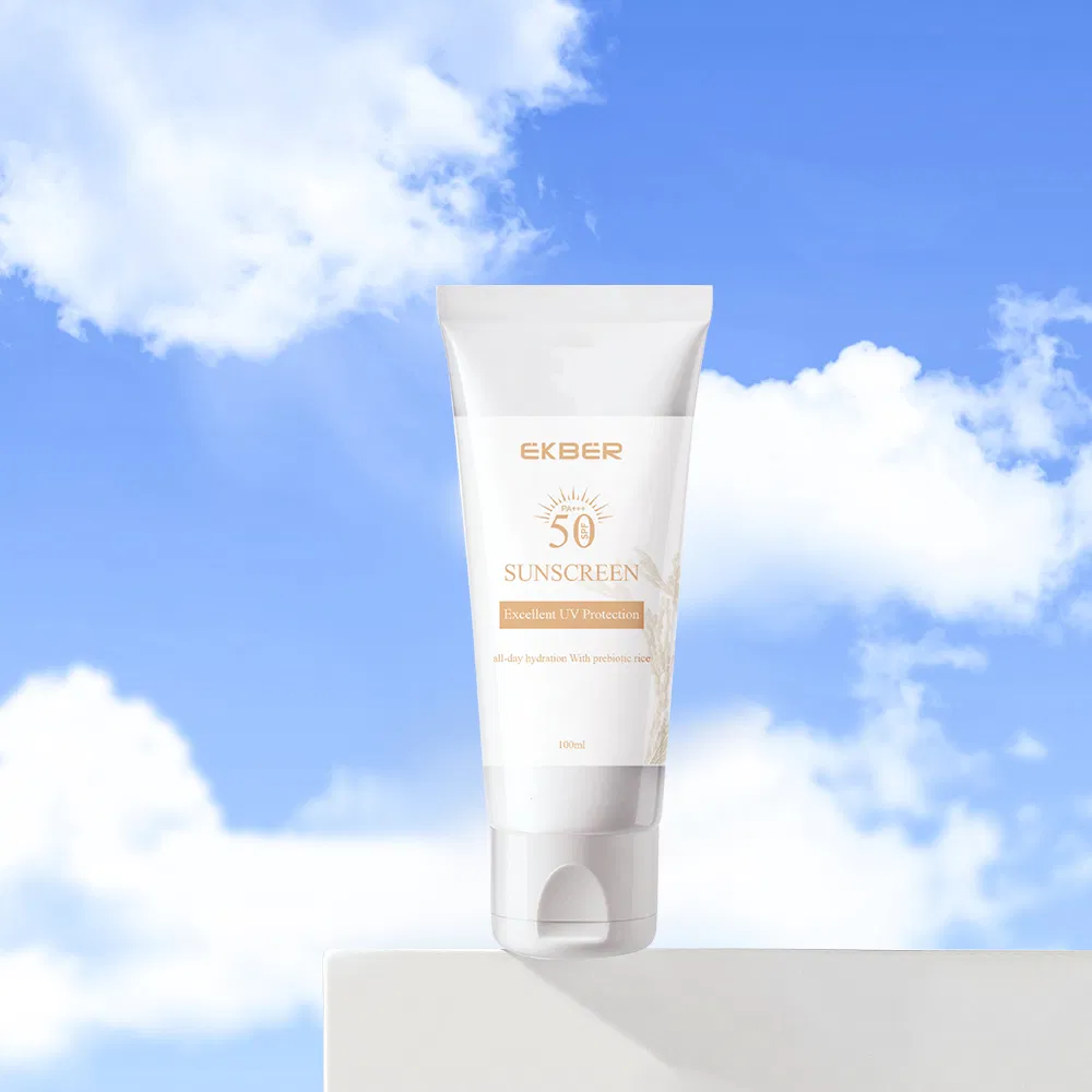 Ekber Natural Rice Face Sunscreen SPF50 Vegan Refreshing Non-Greasy Rice Sunscreen Lotion Private Label