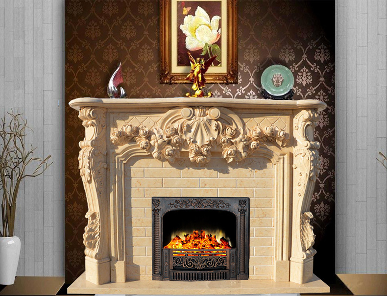 Modern Indoor Decoration French Style Home Use White Natural Stone Surround Marble Fireplace Mantel for Sales