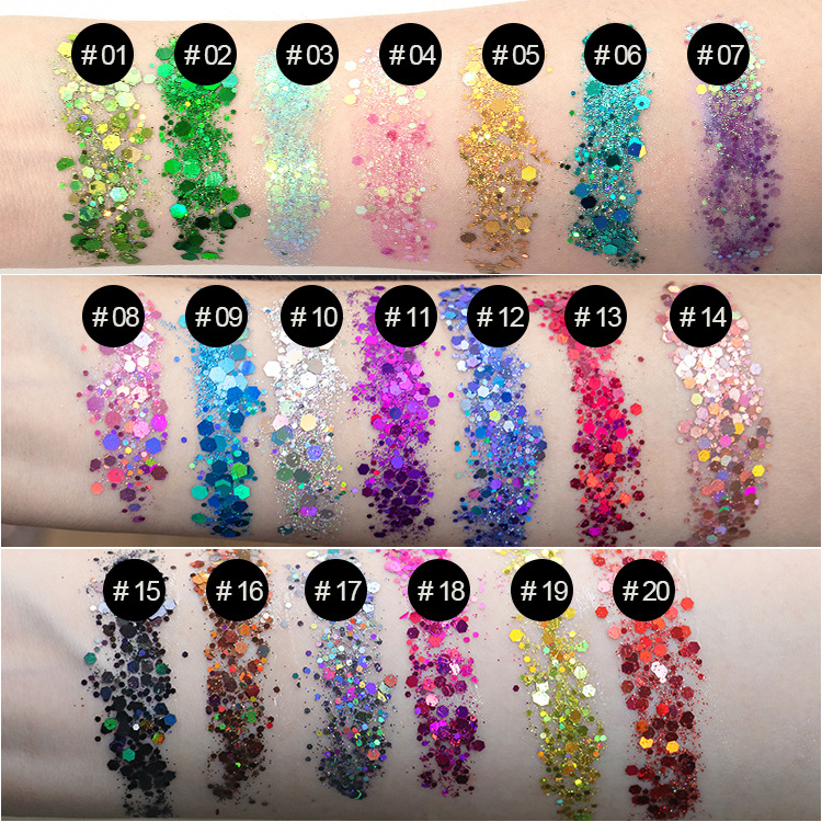 Custom Logo Laser Body Eye Chunky Glitter Eyeshadow Loose Glitter Powder