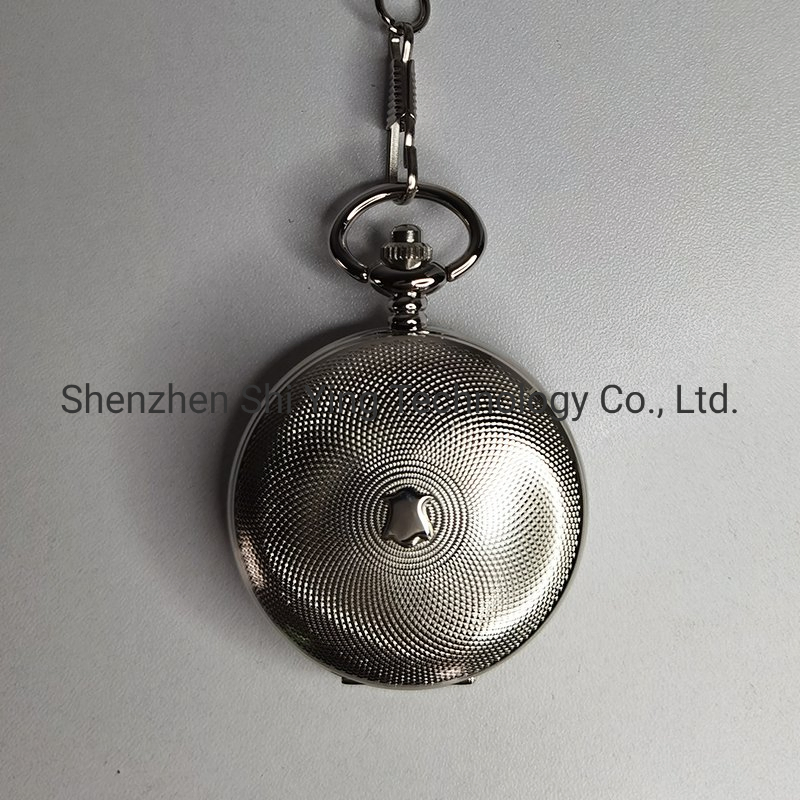 Hand Winding Silver Tone Mechanical Pocket Watch with Two Cover