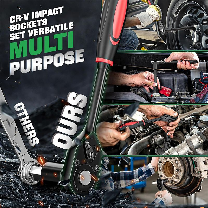 Набор головок 1/2 дюйма для пневмогайковерта, 32 шт, Cr-V