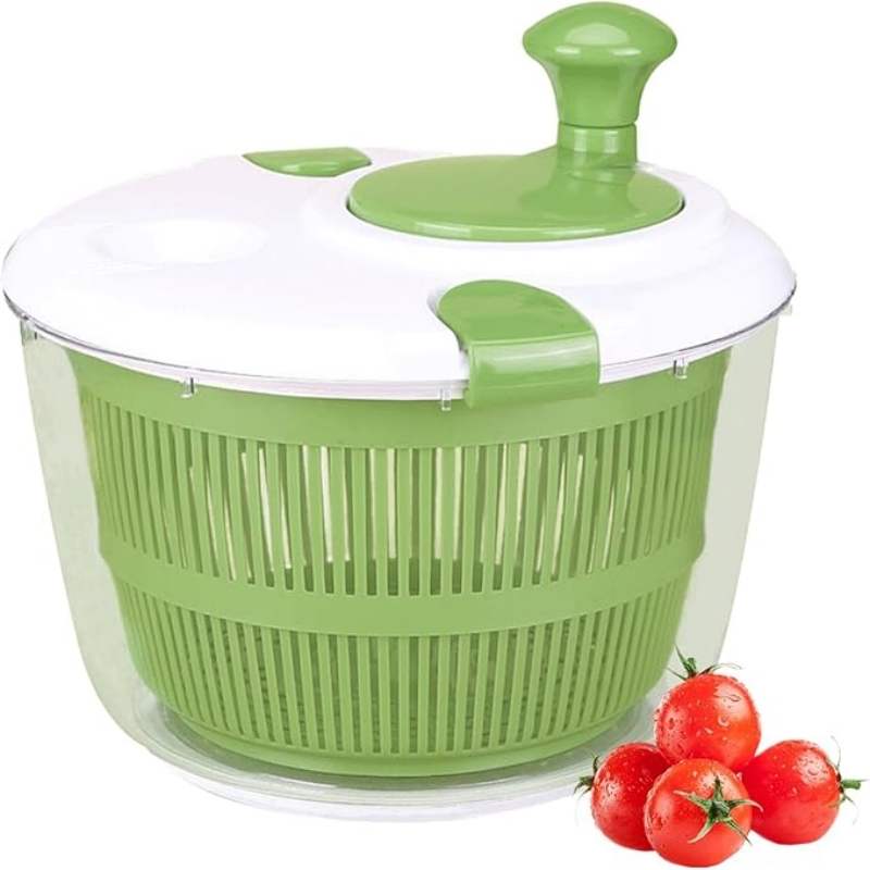 One-Handed Easy Press Large Vegetable Dryer Salad Mixer Lettuce Dryer Salad Spinner for Herb Berry Fruits