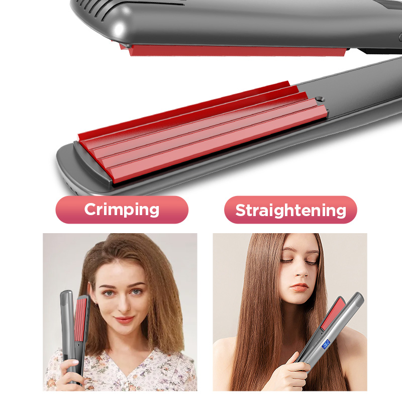 Ceramic Plate Straightening and Curling Iron, PTC Fast Heating Titanium Electric Dual Voltage Styling Device