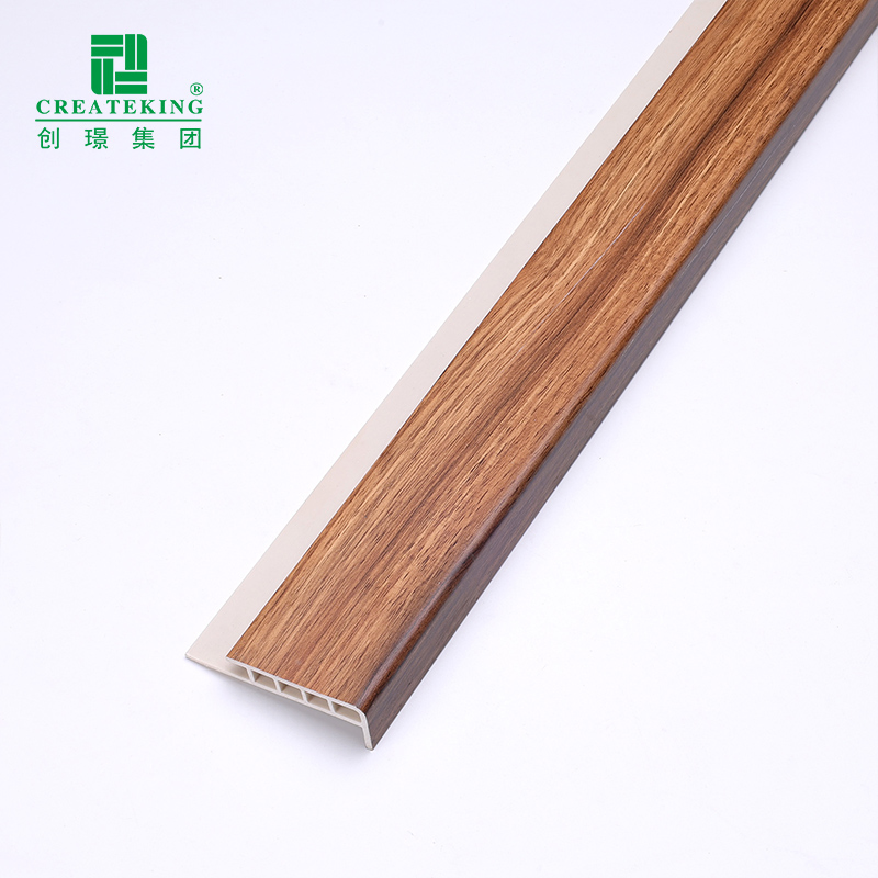 China Supplier Hot Sale Elegant 68*20.5mm Wood-Grain Waterproof PVC Stair Nosing Profiles