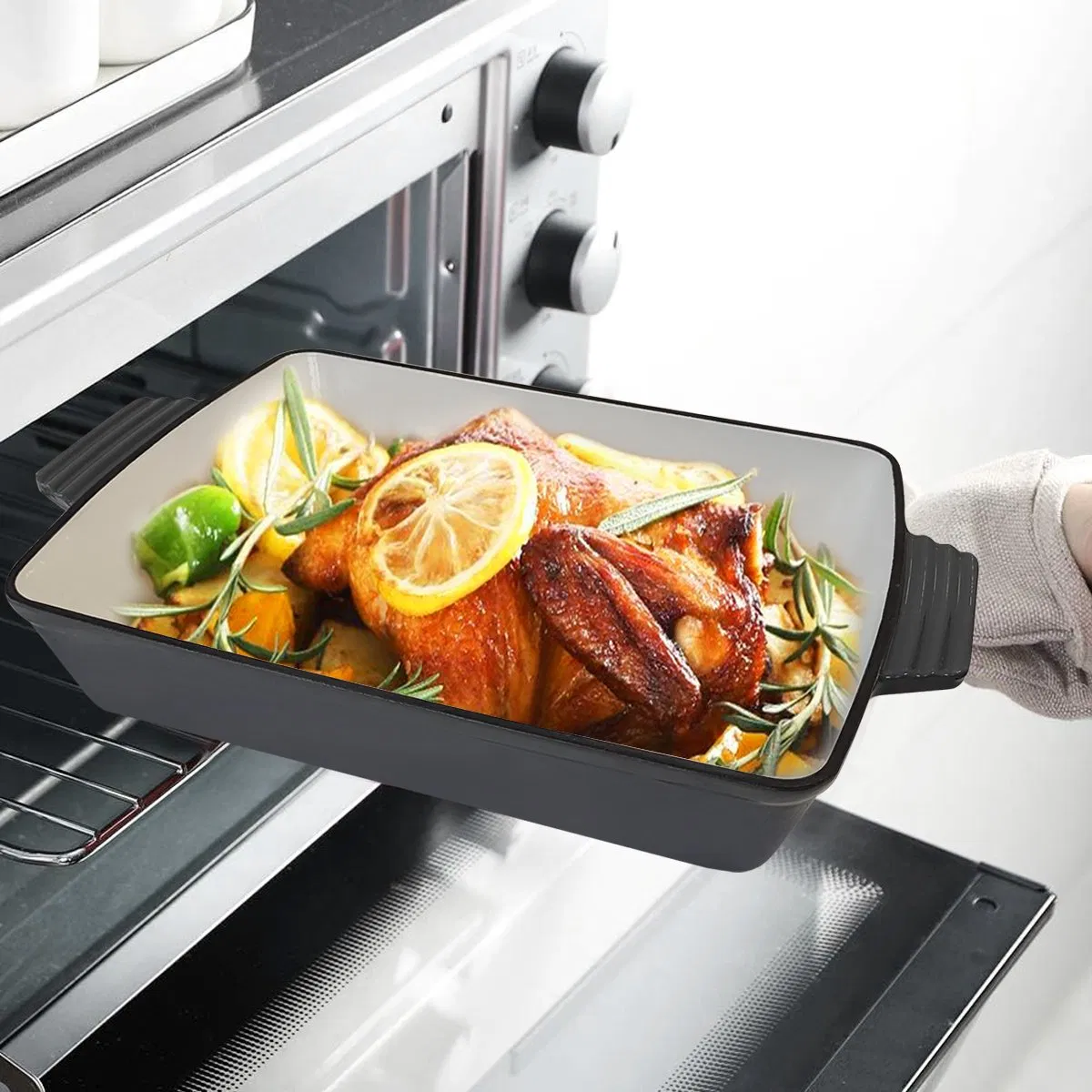 Cookwin Wholesale Cast Iron Cookware Dish Pan Cast Iron Roasting Pan