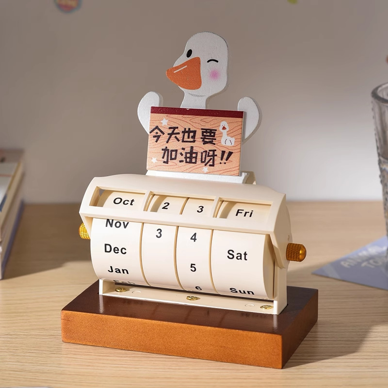 Adorable Capybara Desk Calendar - Wooden Perpetual Countdown Corporate Gift