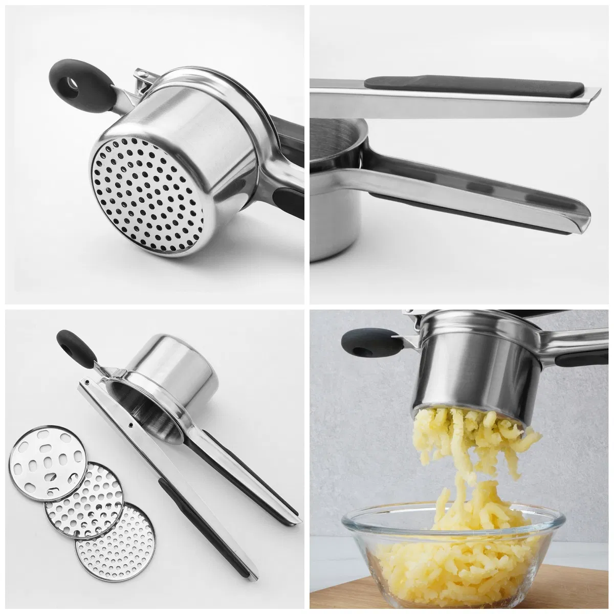 Stainless Steel Masher Potato Ricer with 3 Ricing Discs Vegetable Chopper