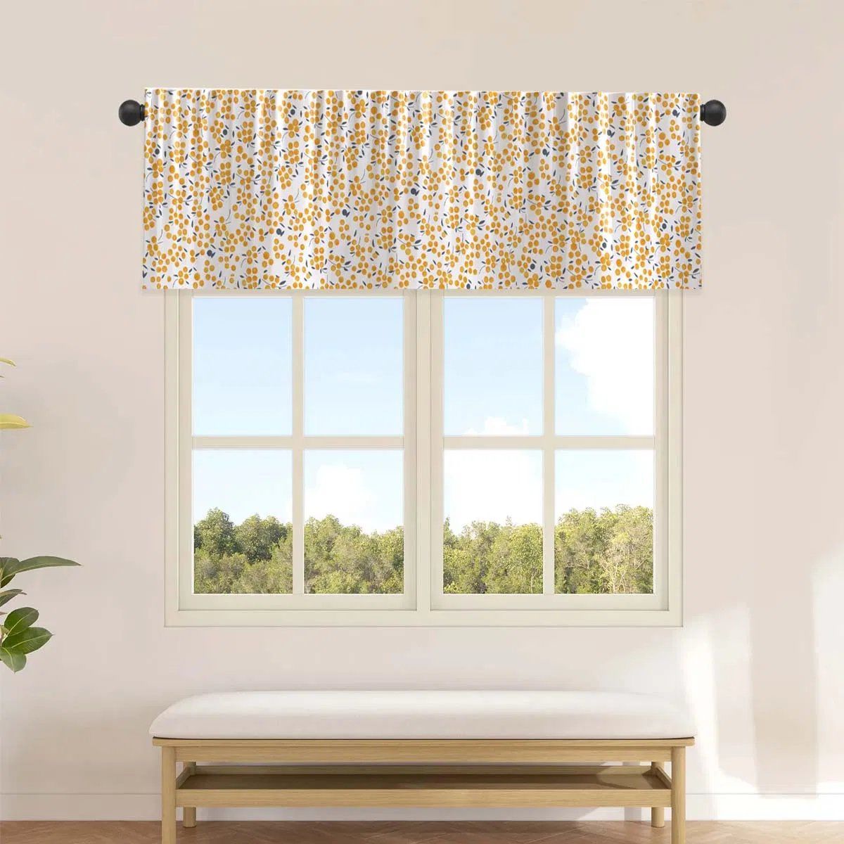 Curtains Made of Polyester Fabric with Cartoon Fruit Prints, Semi-Blackout Window Curtains Without Poles