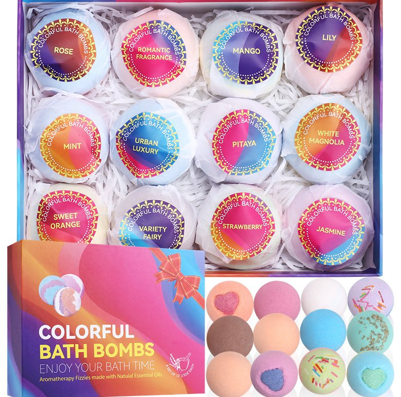 Online Wholesale and Retail Bubble Bath Supplies Vegan Essential Oil SPA Fizz Handmade Bath Ball 12 Pack Bubble Bath Bomb