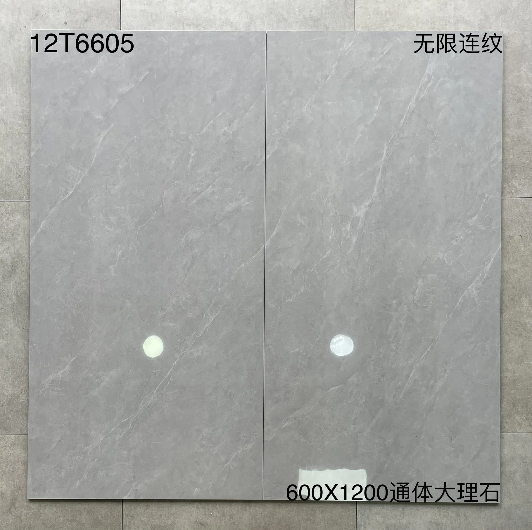 Bathroom Wall Tile Grey Non Slip Floor Full Body Marble Tile 600X1200mm Glossy Polished Villa