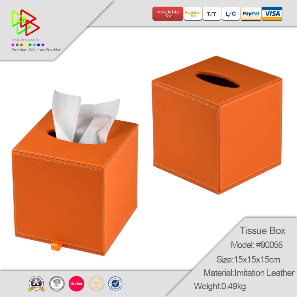 2023 Dongguan Wholesale Leather Square Facial Tissue Boxes for Home