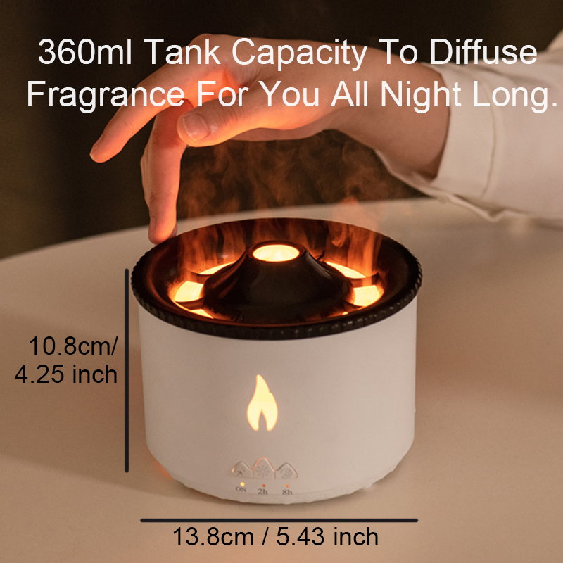 Hot Sale Simulated Volcano Jellyfish Humidifier Flame Aroma Diffuser Ambient Light Home Appliance