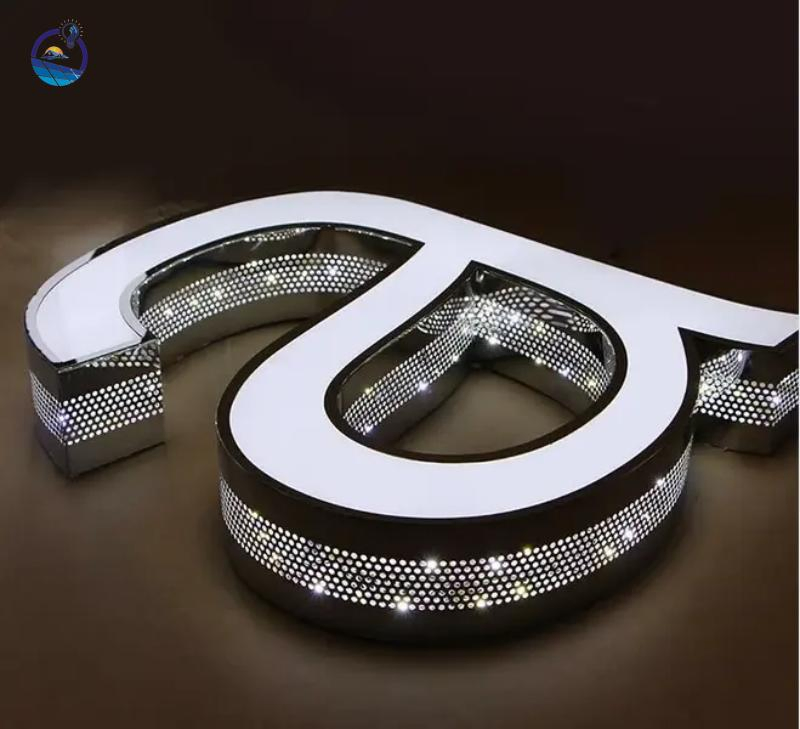 Illuminated Punched Slot Letters Mirror 3D Logo Signage